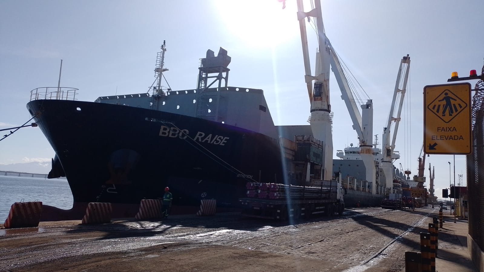 General cargo vessel BBC Raise at a port operation